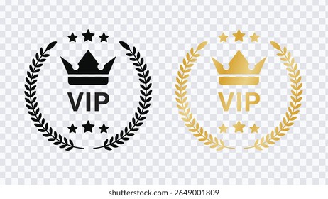 Vip user stamp. Premium member pass. Exclusive gold and black user card tag set.Vector illustration