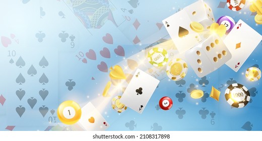 VIP vector illustration of a casino game background with playing equipment.