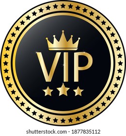 VIP (Persona Muy Importante) CHIP Golden con brillo y estrellas archivo EPS fácilmente editable

