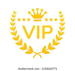 VIP - Very important person emblem. Golden VIP laurel wreath sign icon vector illustration.