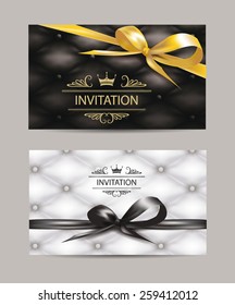 VIP vintage invitation cards  with leather texture