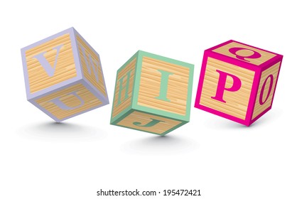 VIP written with alphabet blocks - vector illustration