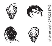 Viper and cobra snake head vector logos and emblems set