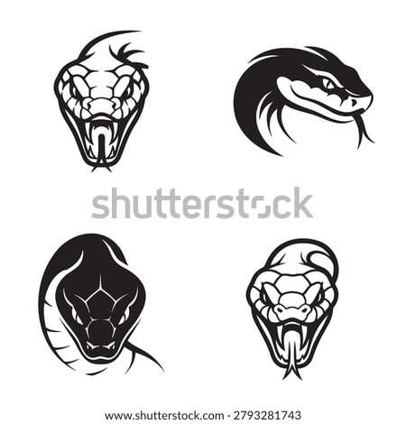 Viper and cobra snake head vector logos and emblems set