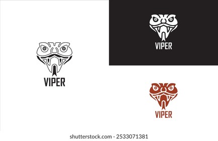 O logotipo Viper Head é um design minimalista com uma cabeça de cobra estilizada, capturando a essência deste réptil venenoso. As linhas afiadas e formas angulares criam uma estética elegante e poderosa.