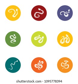Viper icons set. Flat set of 9 viper vector icons for web isolated on white background