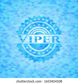 Viper light blue emblem with triangle mosaic background