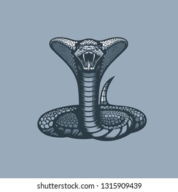 Viper ready to attack .Monochrome tattoo style.
