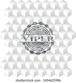 Viper realistic grey emblem with cube white background
