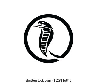 Viper snake Cobra logo template design in a triangle. Vector illustration.
