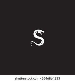 Viper Snake Letter S Monogram isolated with black background. 