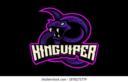Viper Snake Neon Light Mascot and Sport Logo Template