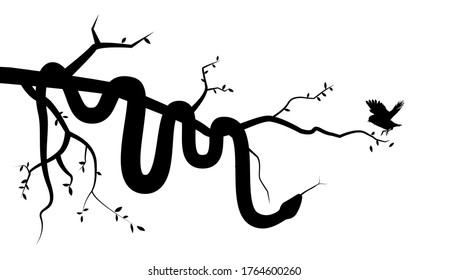 Viper Snake Silhouette Tree Hunting Bird Stock Vector (Royalty Free ...