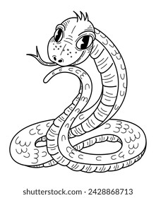 Viper snake sketch. Hand drawn line art illustration.