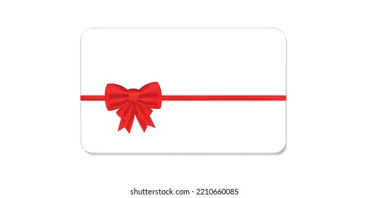 VIP.Gift card with red bow on white background.Card with red bow.Discount coupon.Ribbon.Vector illustration.Premium card.Gift card merry christmas with red ribbon and bow.