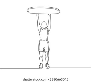 VIPR clean and push press exercise Line Drawing isolated on copy space white background, VIPR Burp Clean and Press exercise editable vector illustration, Continuous one line drawing, work out clip art