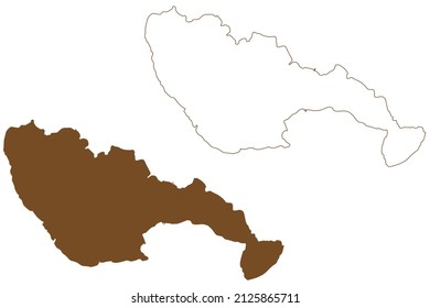 Isla Vir (República de Croacia, Mar Adriático) mapa ilustrativo vectorial, esbozo garabato mapa Vir