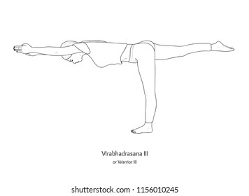 Virabhadrasana III or Warrior III. Vector.  