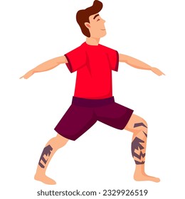 Virabhadrasana yoga asana pose illustraion for ui, ux, web, app, brochure, flyer and presentation design, etc.