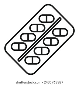 Viral capsule blister icon outline vector. Medicine health protection. Immune shield care