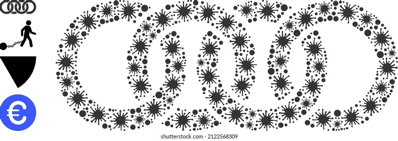 Viral collage circle chain icon, and similar icons. Circle chain collage for pandemic images. Vector collage is created from random bacilla icons.