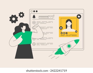 Viral content abstract concept vector illustration. Internet meme, viral content trends, social media marketing strategy, best sharing post, video production, high engagement abstract metaphor.