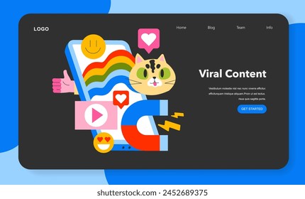 Viral Content concept. A captivating illustration showing the impact of shareable media and the essence of virality in digital spaces. Vector illustration