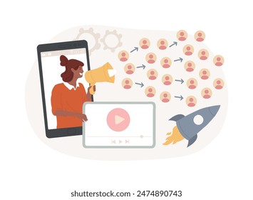 Viral content isolated concept vector illustration. Internet meme, viral content trends, social media marketing strategy, best sharing post, video production, high engagement vector concept.