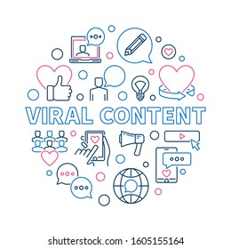 Viral Content vector round creative concept outline illustration on white background 