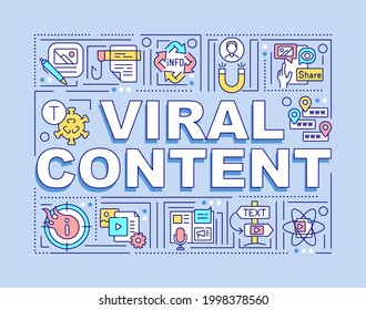 Viral content word concepts banner. Business marketing. Infographics with linear icons on purple background. Isolated creative typography. Vector outline color illustration with text