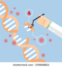 Viral genetic manipulation experiment, Vector illustration in flat style