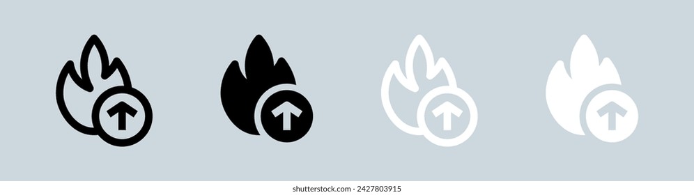 Viral icon set in black and white. Flames signs vector illustration.