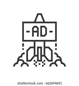 Viral lift icon, part of the square icon set. The illustration is a vector, editable stroke, thirty-two by thirty-two matrix grid, pixel perfect file. Crafted with precision.