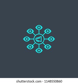 viral marketing concept blue line icon. Simple thin element on dark background. viral marketing concept outline symbol design from Online Business set. Can be used for web and mobile UI/UX