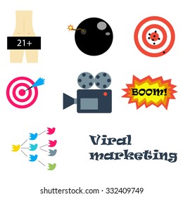 viral marketing icons. flat design