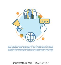 Viral marketing plan concept icon with text. Loyal customers influence PPT page vector template. Global product promotion. Brochure, magazine, booklet design element with linear illustrations