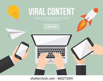 viral marketing. smart devices users. business design concept. vector illustration.