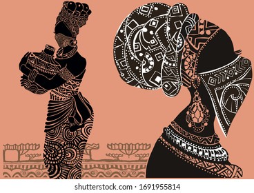 Viral mask African woman travel wearing face protection in the prevention of coronavirus in Africa. Women isolated on a blank background.