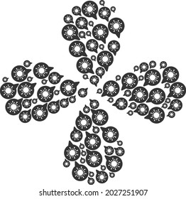 Viral message exploding flower cluster. Object twirl done from oriented viral message items. Vector flower collage in flat style.