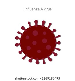 The viral molecule of Influenza A Virus in red icon concept that show the HA and NA on the structural.