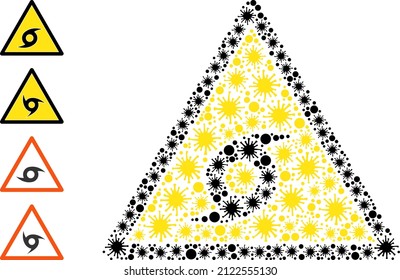 Viral mosaic typhoon danger icon, and similar icons. Typhoon danger mosaic for medical images. Vector mosaic is designed with random viral elements.