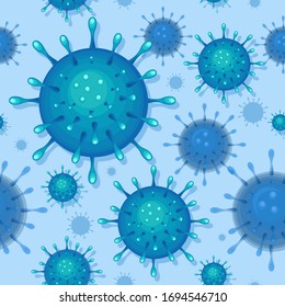 Viral pattern, background. Covid. Wuhan. Infection. Vector illustration on a light background for science and medical use, informing, prevention and spread of infections.
