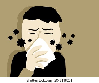Viral respiratory infections - diseases include colds, flu and bronchiolitis that affects the lungs and airways. Abstract Vector illustration