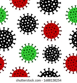 Viral seamless pattern on white background. Vector illustration.