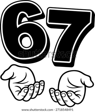 Viral Six Seven Meme Hand Gesture Vector – Funny 6 7 Silhouette EPS Design for Shirts, Stickers and Digital Crafts, 67 Trendy Gen Alpha Clipart.	