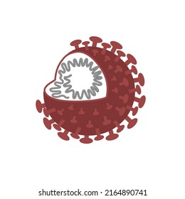 The Viral Structure Of COVID-19 Or SARS-CoV-2 That Show In All Feature Molecule:  Envelope (E), Membrane (M), Spike (S), RNA Virus, Nucleocapsid (N) Protein