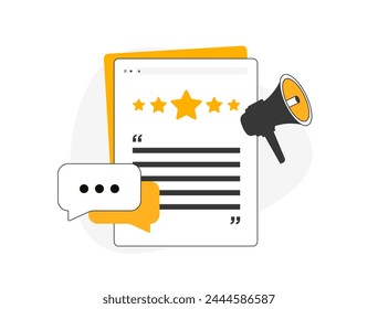 Viral trending content with online discussion, high rating, popular web material, buzzworthy content. Generating buzz - Word-of-Mouth seo marketing. Vector illustration with icons on white background