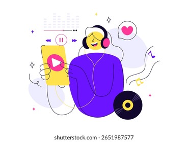 Viral Tunes Vetor Illustration Apresentando Músicas que se Tornaram Populares com Equalizador de Ondas de Som, Círculo de Sinal de Voz e Digital Visualization Sound