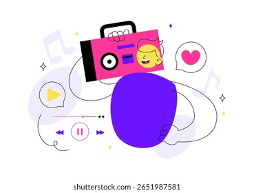 Viral Tunes Vetor Illustration Apresentando Músicas que se Tornaram Populares com Equalizador de Ondas de Som, Círculo de Sinal de Voz e Digital Visualization Sound