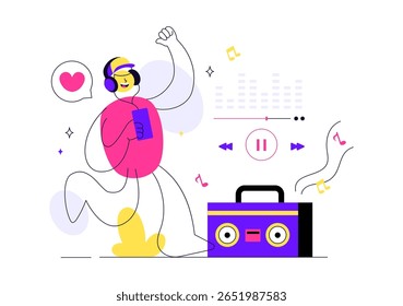 Viral Tunes Vetor Illustration Apresentando Músicas que se Tornaram Populares com Equalizador de Ondas de Som, Círculo de Sinal de Voz e Digital Visualization Sound
